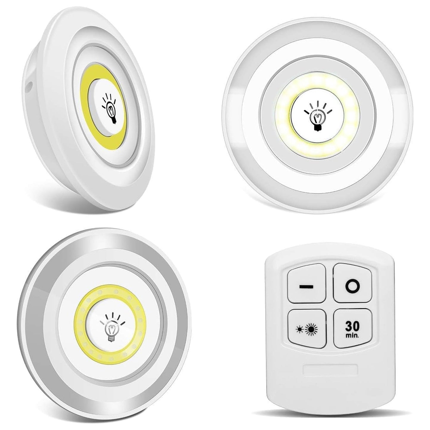 LED Light Under Closet Battery Powered Closet Wall Lamp with Remote, Set of 3