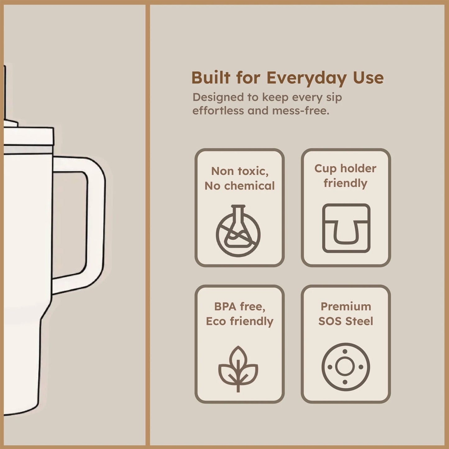 Extra Large Insulated Travel Mug, Tumbler (1200ML - 1 Pc / Mix Color)